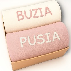 RĘCZNIKI haft BUZIA PUSIA prezent na ŚWIĘTA, dla ŻONY, KOLEŻANKI