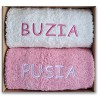 RĘCZNIKI haft BUZIA PUSIA prezent na ŚWIĘTA, dla ŻONY, KOLEŻANKI
