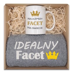 Prezent na WALENTYNKI, DZIEŃ CHŁOPAKA, RĘCZNIK, KUBEK, pudełko z okienkiem