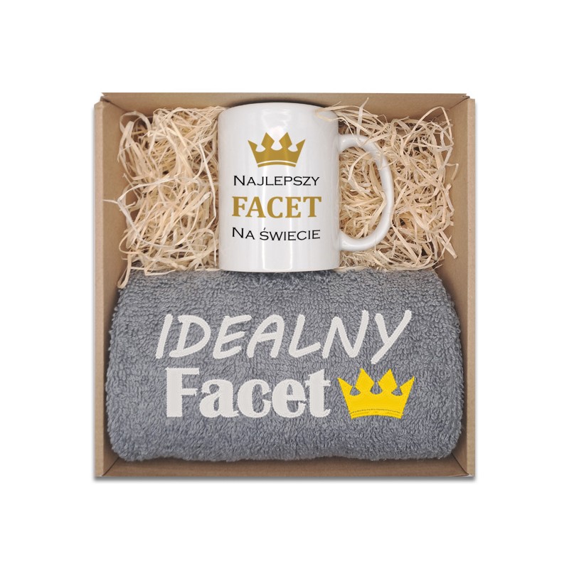 Prezent na WALENTYNKI, DZIEŃ CHŁOPAKA, RĘCZNIK, KUBEK, pudełko z okienkiem